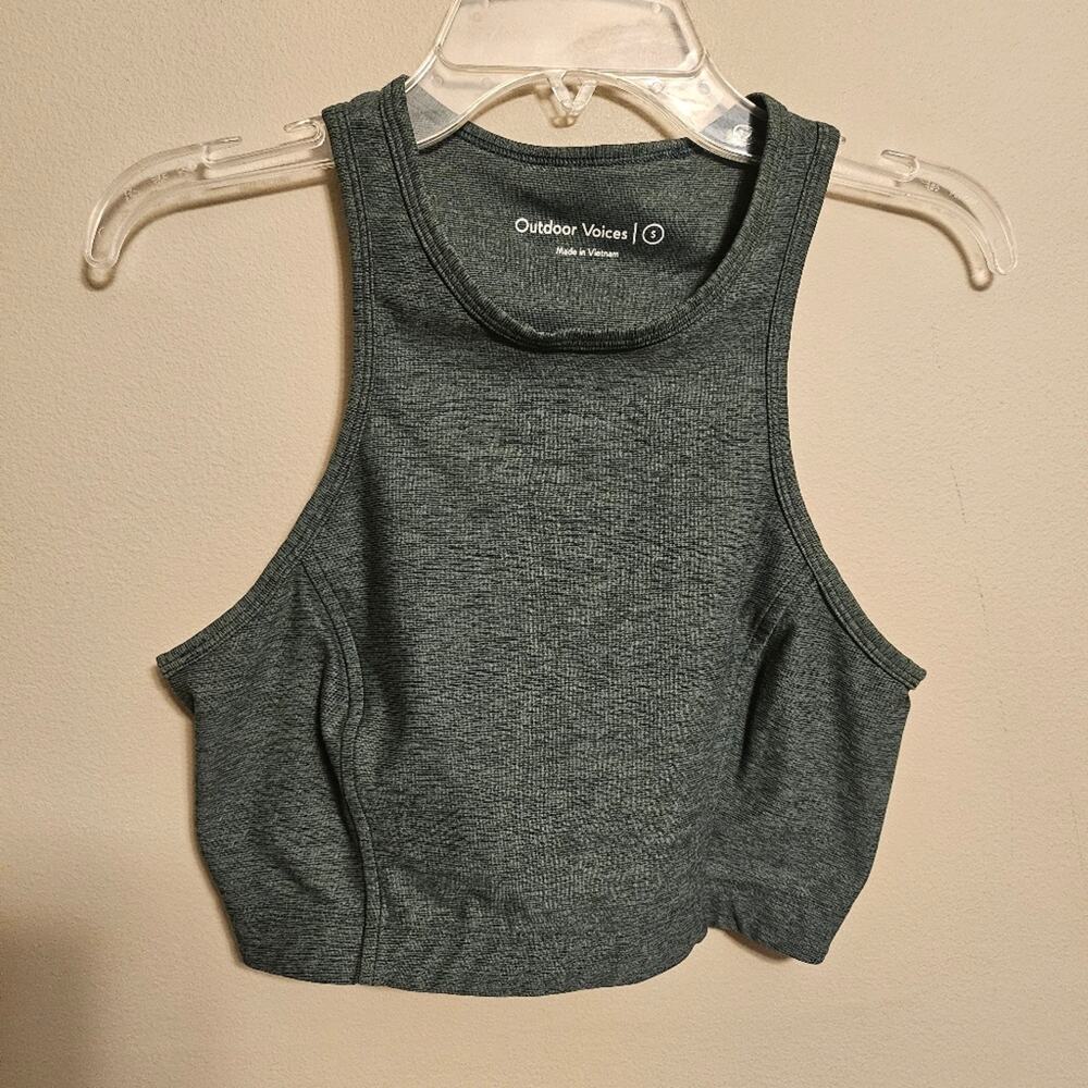 Outdoor Voices Heathered Green Sports Bra Athena Crop Top Small